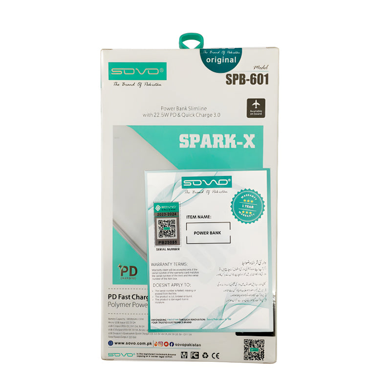 SOVO SPARK-X SPB-601 10000mAh Portable Charger Power Bank