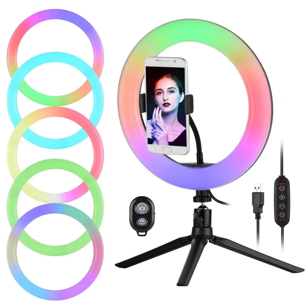 New RGB LED Ring Light MJ36 ( 36cm ) 14.1-inch RGB LED Ring Light with Phone Clip Phone Video Beauty Fill Light - Best Ring Light With Beautiful Result | Not Include Stand